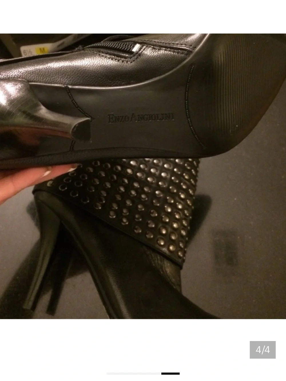 Enzo Angiolini Black Studded Pointed-Toe Ankle Boots